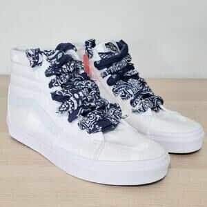 Madewell x Vans High Top Sneakers B Sides SK8-Hi Bandana White Blue Paint 9.5
